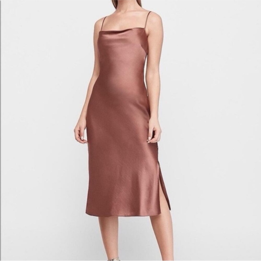 Express satin cowl neck dress